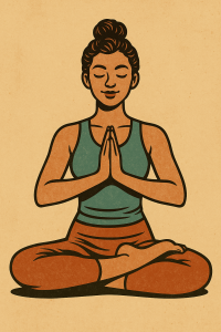 Alumna de Fusión Latina en postura de yoga (posición del árbol) durante una clase en Concepción.